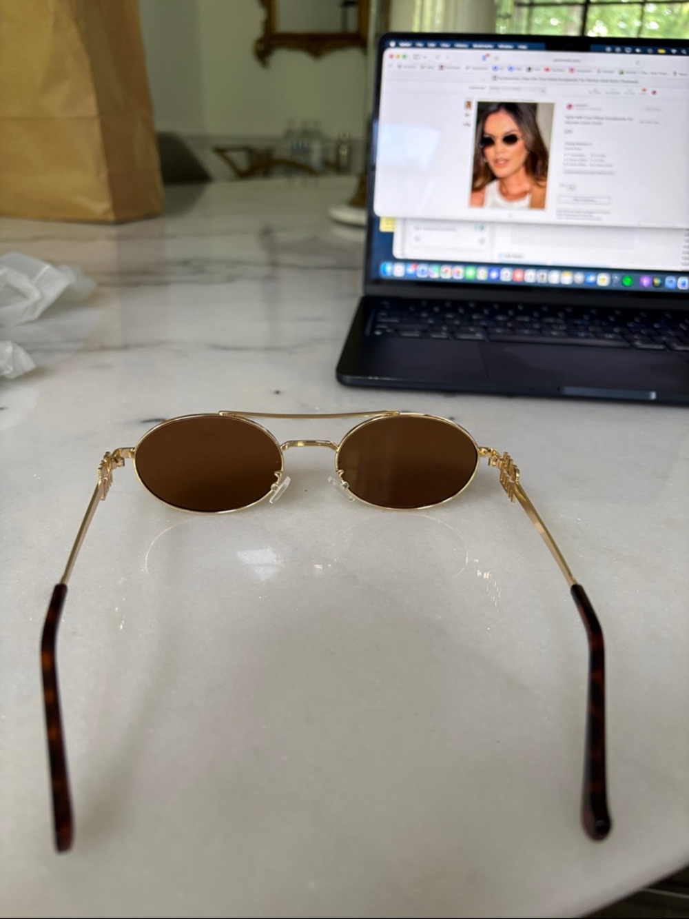 NEW MM Oval Metal Sunglasses for Women Gold /Gold - Picture 7 of 10